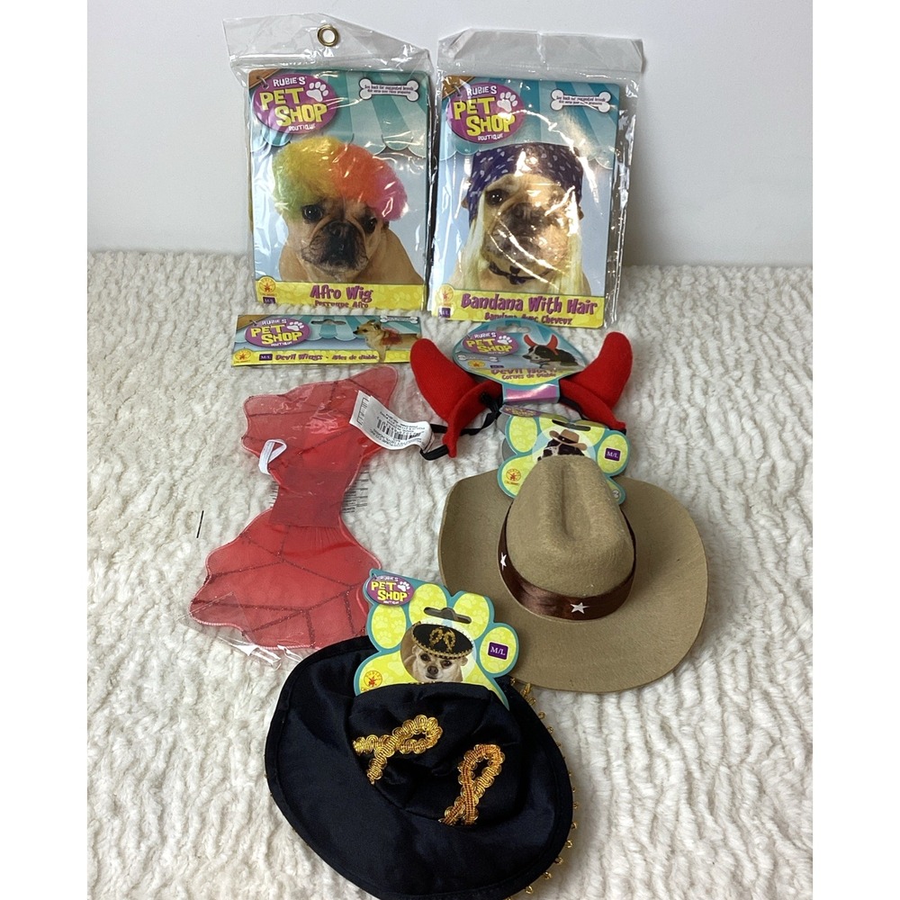 Pet Costume Lot by Rubie's, Medium/Large Devil Hats Wigs Halloween Dog Dress Up